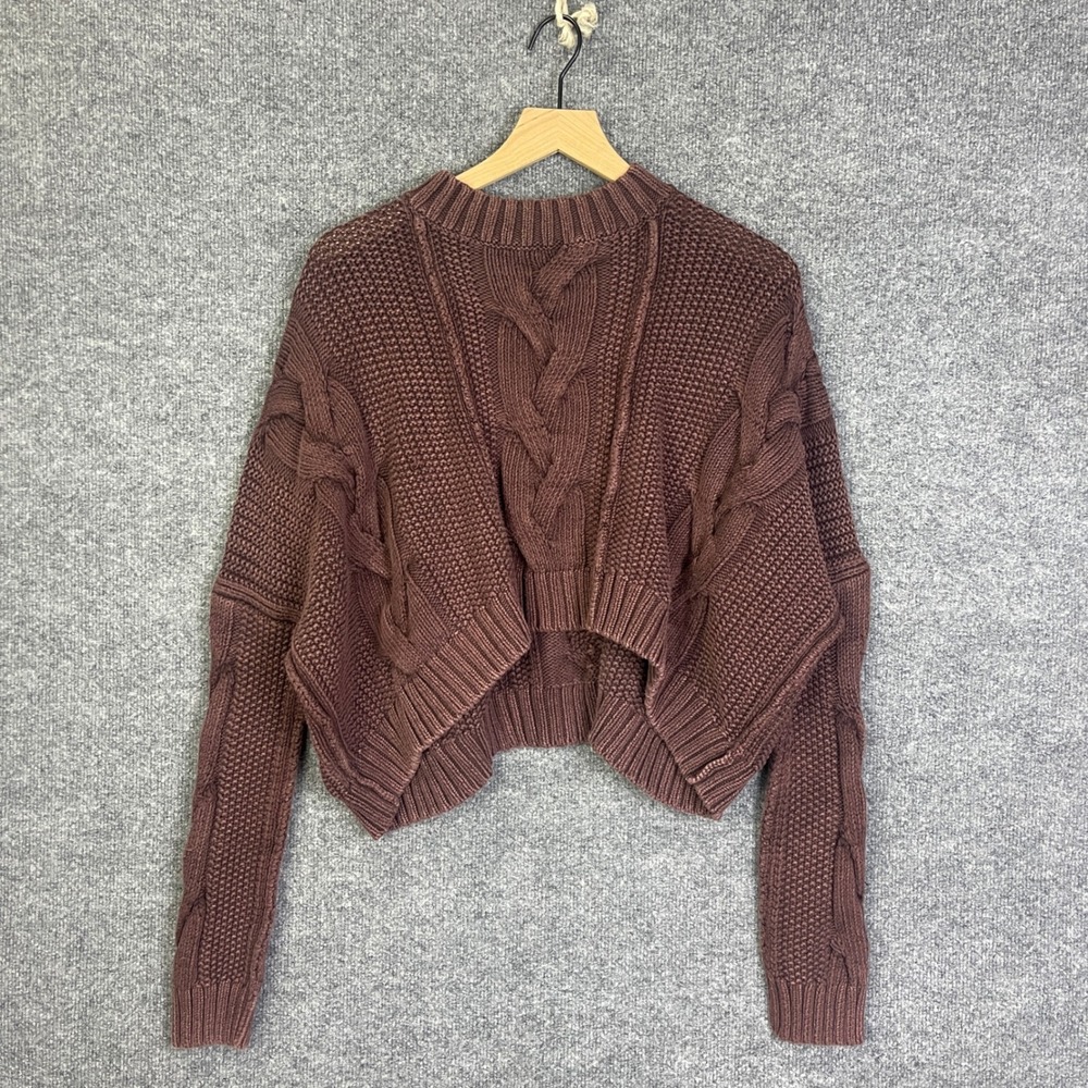 Free People Sweater Womens S Cable Knit Cropped Pullover Cotton